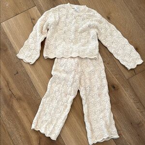 Zara Cream Knit Sweater and Pants Set